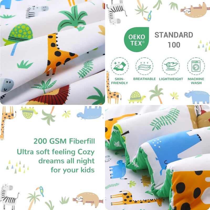 Mooreeke 4 Pieces Toddler Bedding Set - Forest Animal Toddler Comforter Sets for Girls Boys, Includes Comforter, Flat Sheet, Fitted Sheet and Pillowcase, Bed in A Bag for Baby Bedroom - Image 5